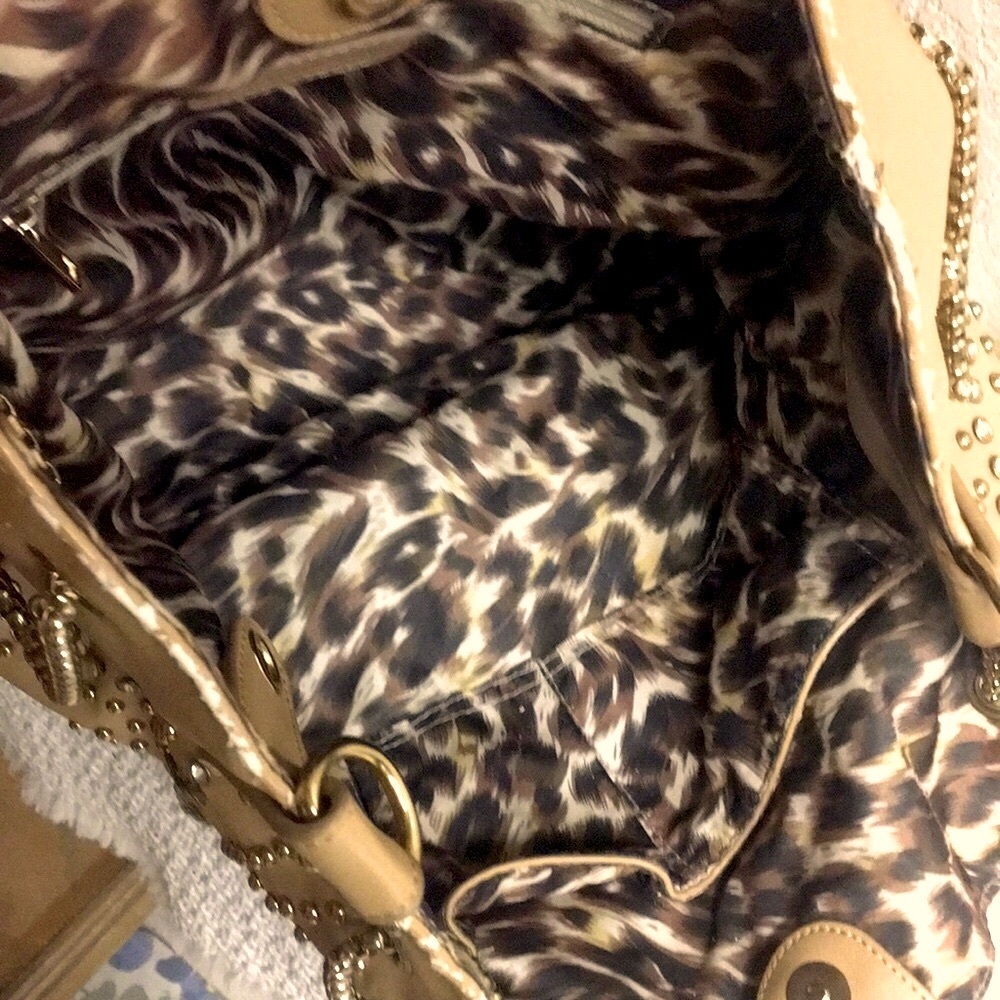 Camel Crystal & Gold Studded Shoulder/Tote Bag - Picture 10 of 14